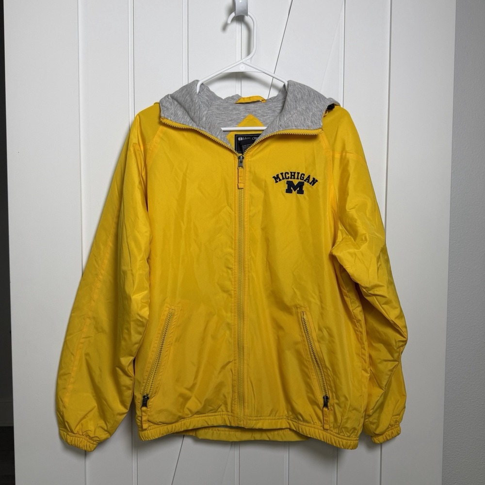 University of Michigan Wolverines Yellow windbreaker jacket Gray Inside Small